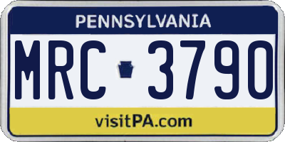 PA license plate MRC3790