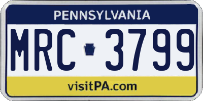 PA license plate MRC3799