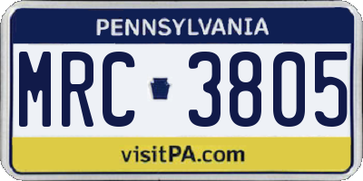 PA license plate MRC3805