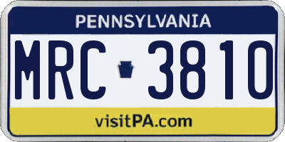 PA license plate MRC3810