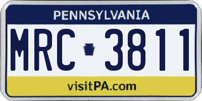 PA license plate MRC3811