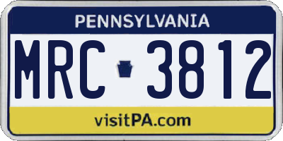 PA license plate MRC3812