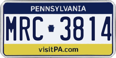 PA license plate MRC3814