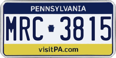 PA license plate MRC3815
