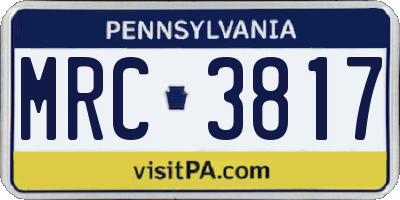 PA license plate MRC3817