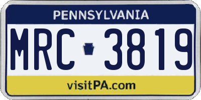 PA license plate MRC3819