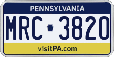 PA license plate MRC3820
