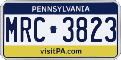 PA license plate MRC3823