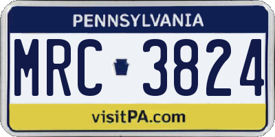 PA license plate MRC3824