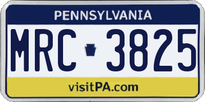 PA license plate MRC3825