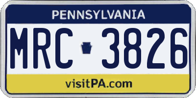 PA license plate MRC3826