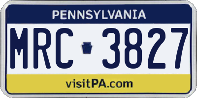 PA license plate MRC3827