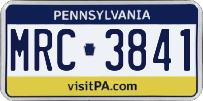 PA license plate MRC3841
