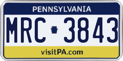 PA license plate MRC3843