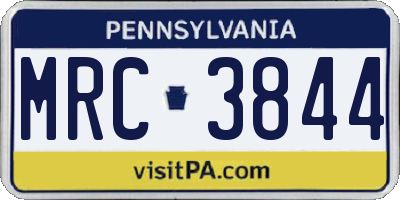 PA license plate MRC3844