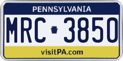 PA license plate MRC3850