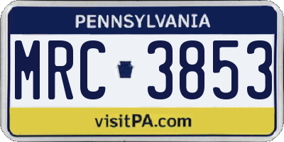 PA license plate MRC3853
