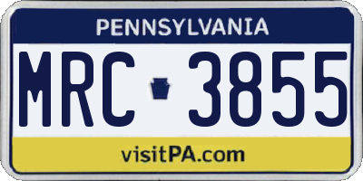 PA license plate MRC3855