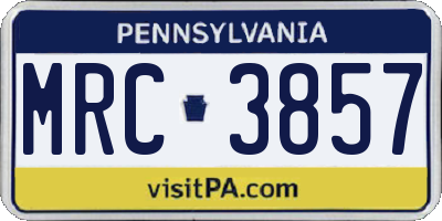 PA license plate MRC3857