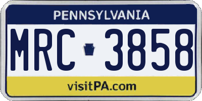 PA license plate MRC3858