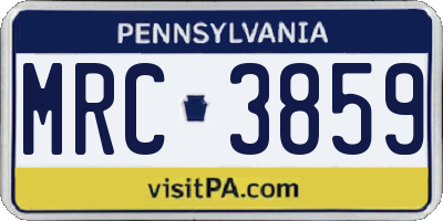 PA license plate MRC3859