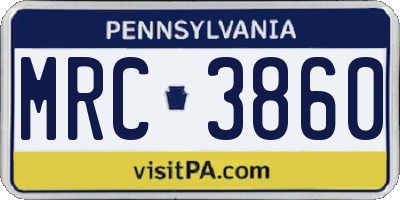 PA license plate MRC3860