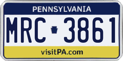 PA license plate MRC3861