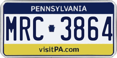 PA license plate MRC3864
