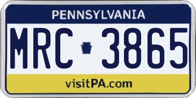 PA license plate MRC3865