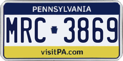 PA license plate MRC3869