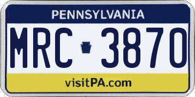 PA license plate MRC3870
