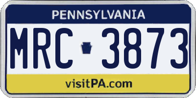 PA license plate MRC3873