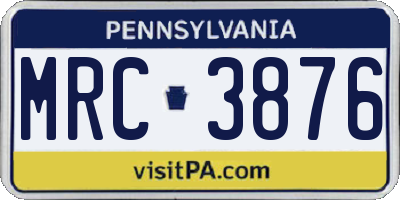 PA license plate MRC3876