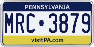 PA license plate MRC3879