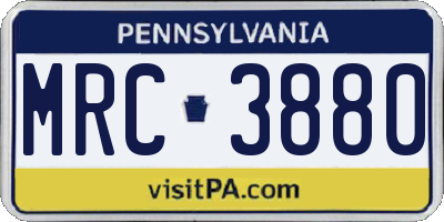 PA license plate MRC3880