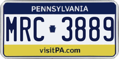 PA license plate MRC3889