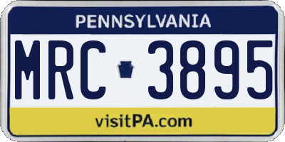 PA license plate MRC3895
