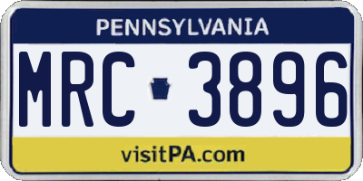 PA license plate MRC3896