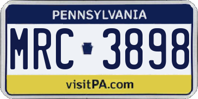 PA license plate MRC3898