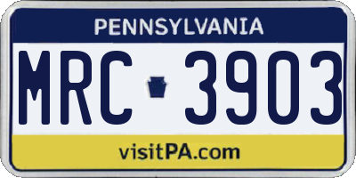 PA license plate MRC3903