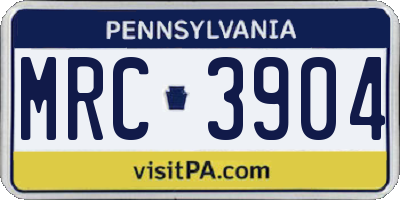 PA license plate MRC3904