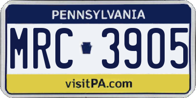 PA license plate MRC3905
