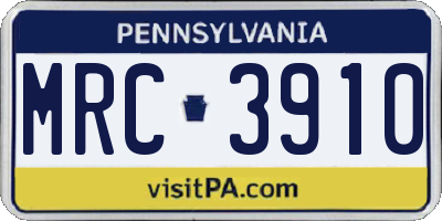 PA license plate MRC3910