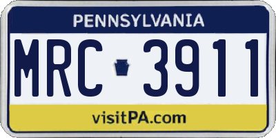PA license plate MRC3911