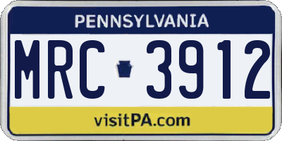 PA license plate MRC3912