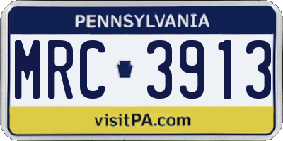 PA license plate MRC3913