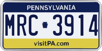 PA license plate MRC3914