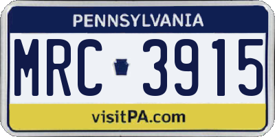 PA license plate MRC3915