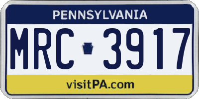 PA license plate MRC3917