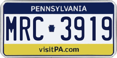 PA license plate MRC3919